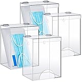 Kathfly 4 Pcs Acrylic Hairnet Dispenser, Wall Mount Acrylic Storage for Glove Shoe Beard Covers Face Mask Earplugs Safety Glasses and Goggles, Clear Dispenser for Home Kitchen Laundry Room Pantry