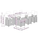 Garten-Bistro-Set Poly Rattan Grau 9-teilig