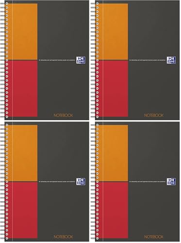 Cahier à spirale grand format pour prendre des notes au bureau et à la fac Oxford Lot de 4
