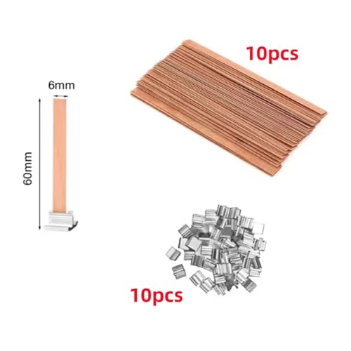 Mechas de madera para velas con base de clip 10pcs miniatura 2
