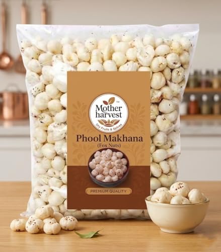 Image of Motherharvest Makhana 1kg (GW)| Premium Fox Nuts | Healthy Snack | Gluten-Free | Vegan | Keto-Friendly | Prasadam Makhana | Fox Nuts /Lotus Seeds| FREE MULTANI MITTI