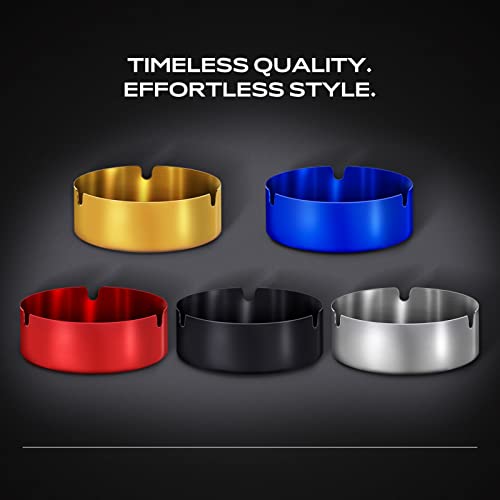 image for roygra Ashtray 2 Pack, Metal Ashtray - Blue, Medium Size (3.15 x 3.15 