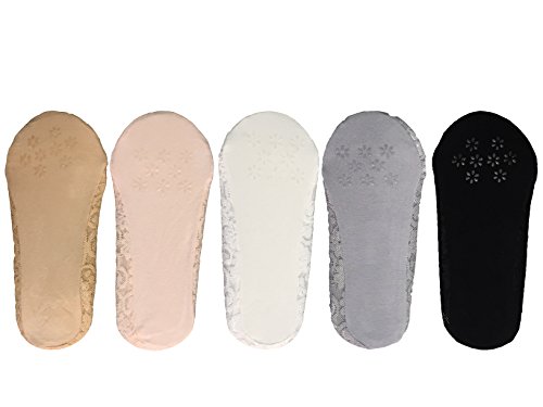 Women's Lace Casual No Show Non-skid Boat Socks Set of 53