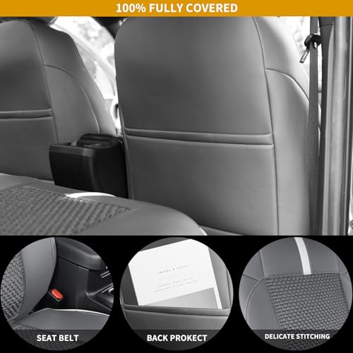Image of Front Seat Covers Custom Fit for Toyota Tacoma 3rd Gen(2016 2017 2018 2019 2020 2021 2022 2023) Double & Crew Cab SR, SR5, Limited,TRD Sport, TRD Pro,TRD Off-Road,Trail Special Edition,Grey White