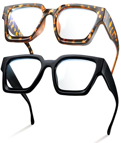 Image of livho Oversized Eyewear Frame for Woman and Men - Rectangle Fashion Glasses for Computer, Chic Preppy Frame