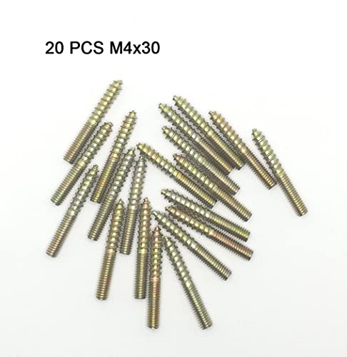 Image of Hanger Bolt M4x30 Double Headed Bolt Self-Tapping Screw for Furniture 20Pcs Bronze