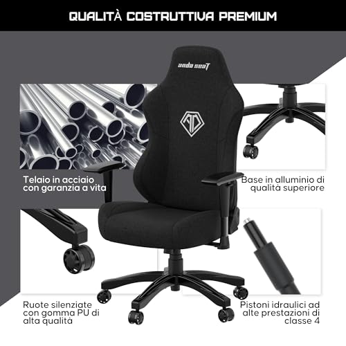 Phantom 3 Sedia Gaming Ergonomica Tessuto per Adulti - Poltrona Gaming Reclinabile con Supporto Lombare e Braccioli Regolabili - Gaming Chair Premium per Ufficio e Casa, Nero - Sedia gaming - Immagine 7
