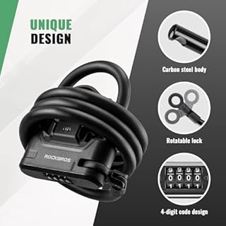 ROCKBROS E-Scooter Schloss & Fahrradschloss 4-stelliges Zahlenschloss, 11 mm Starker U-Bügel & 1,1 m Kabel, Kompatibel mit Xiaomi, Ninebot, Egret, Kabelschloss für Roller, Fahrrad & Motorrad