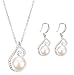 Produktbild Drawihi Exquisit Silber Perle Halskette + Ohrringe Einfach Weiblicher Schmuck Hochzeitsschmuck Schlüsselbein Halskette mit Strass Anhänger größe: 3*1,4cm