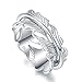 STROLLGIRL 925 Sterling Silver Feather spinner fidget rings for anxiety for women spinning worry ring(7#)