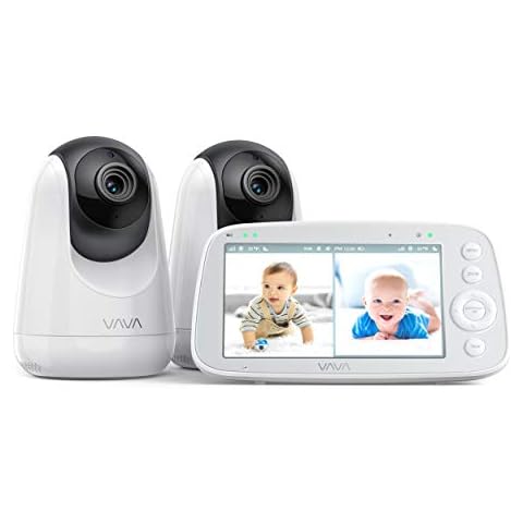 VAVA Baby Monitor with 2 Cameras and Two-Way Audio, Split IPS Screen 720P 5" HD Video , 900ft Range, 4500 mAh Battery, One-Click Zoom, Night Vision Cover