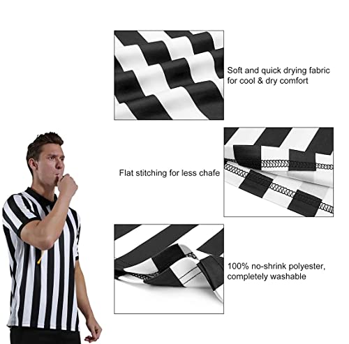 6 Pieces Official Referee Costume Set, Official Umpire Jersey V-Neck Collar Referee Shirt Referee Cards Hat Whistle Lanyard Penalty Flag, Referee Necessities for Basketball Football Soccer Baseball by Wrzbest - Used condition - Image 4
