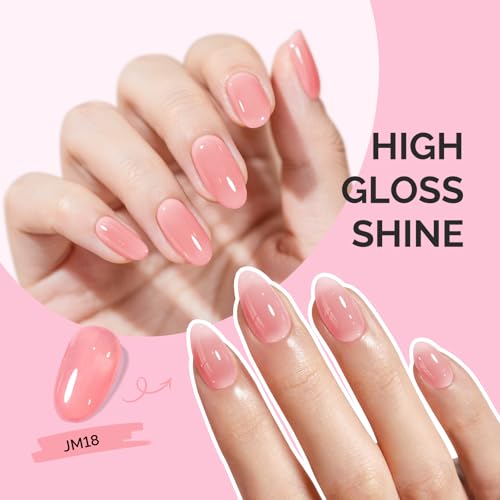 Image of MelodySusie Jeweliver Gel Nail Polish, 0.5Fl.oz Rose Pink Milky Gel Polish Nude Pastel Color Soak Off UV LED Light Cure Gift for Women Manicure Nail Art DIY at Home JM18