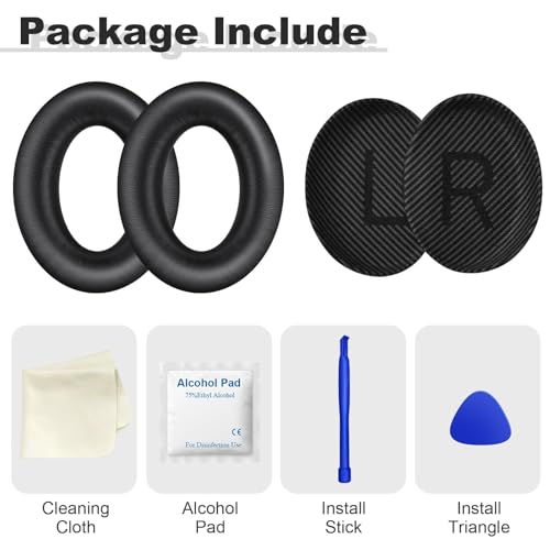 MOLOPPO-Professional-Replacement-Earpads-Cushions-for-Bose-QuietComfort-35-QC35-Quiet-Comfort-35-II-QC35-ii-Headphones-Ear-Pads-with-Softer-Leather-Noise-Isolation-Foam-Added-Thickness