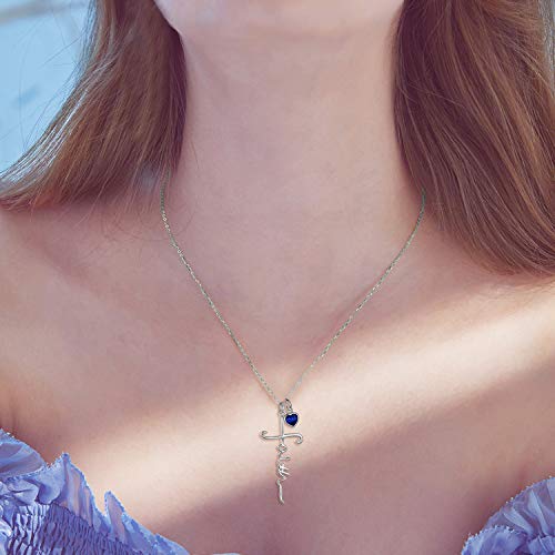 Faith Cross Necklace For Women Birthstone Sterling Silver with Simulated Birthstone Cross Jewelry Christian Gifts2