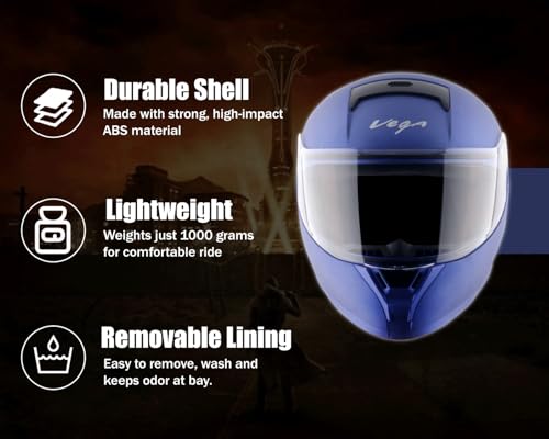 Image of Vega Ranger Full Face Riding Helmet with Lightweight Shell, Comfortable Liner, Shock-Absorbing Interior, Ventilated Design, Aerodynamic Build, and Modern Dull Blue Styling Dull Blue M