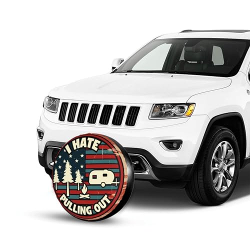 Image of Universal Fit Spare Tire Cover for RV, SUV, and Camper Trailers - Weatherproof Wheel Protector, I Hate Pulling Out Decorative Camper Spare Tire Cover 16 in