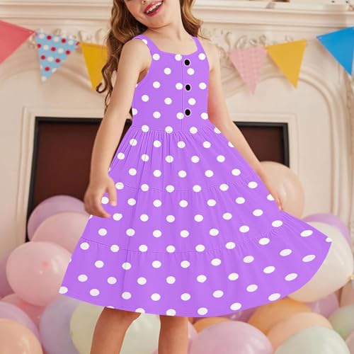 Girl's Polka Dot Print Sleeveless Swing Mini Dress Spaghetti Straps Sundress Short A Line Flowy Summer Dresses2