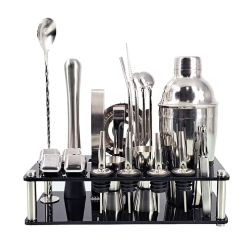 Cocktail Shaker Set Cocktail Shaker Kit 23-Piece Cocktail Shaker Set Of Stainless Steel Ice Stand For Mixed Drinks Martini Bar Tools Bartender Kit Cocktail Tool Set (Color : A, Size : 350ml)