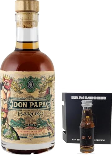 Kleinflasche Don Papa Rum Baroko 0,2 Liter 40% Vol. incl. Rammstein Rum Miniatur Achtung 0,2 Liter