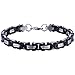 Trendsmax 8mm Stainless Steel Chain Link Bracelets for Men Flat Byzantine Bracelet Black Silver 10inch