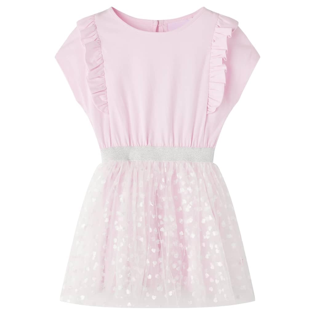 Vestido infantil para niña, color rosa claro, con volantes, falda de tul, algodón, verano, fiesta, diario, cumpleaños, etc
