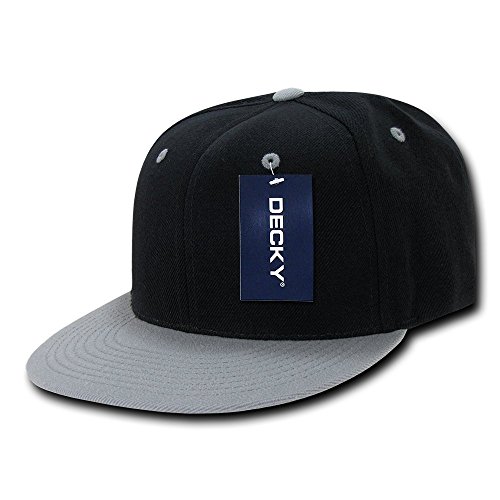DECKY 2Tone Flat Bill Snapbacks, Black/Grey