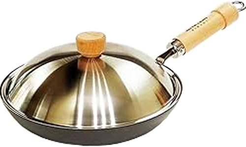 Riverlight Frying Pan Set, Silver, 9.4 inches (24 cm), Goku Japan, Thick Plate Frying Pan with Lid, Wok