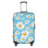Équipée d'une fermeture éclair dissimulée et de coutures doubles renforcées, cette protection de bagage à motif marguerite blanche sur fond bleu clair offre une protection robuste contre les rayures, la poussière et la saleté. La grande élasticité maintient votre valise bien fermée pendant le transport.