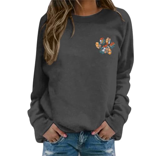 Sweat-shirt femme imprimé floral en coton mélangé pour un style quotidien décontracté