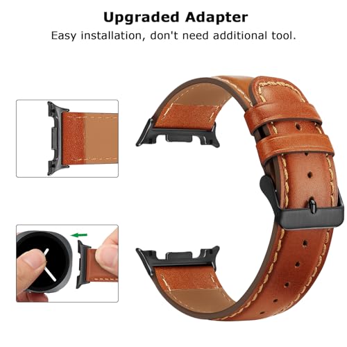 Image of Tasikar Leather Bands Compatible with Samsung Galaxy Watch Ultra 47mm (2025 /2024), Genuine Leather Strap Compatible with Samsung Galaxy Watch 8 40mm 44mm /8 Classic 46mm