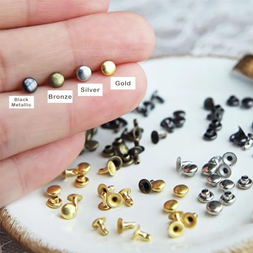 Peachcor 36-3LD 3Mm / 0.12 Inches Mini Rivet Studs, Double Cap Rivet Tubular, Mini Metal Studs thumb #5
