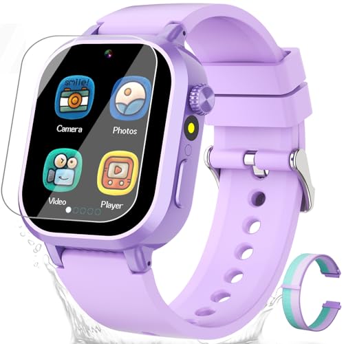 Waterproof Smart Watch for Kids Girls Ages 5-12 with 39 Games, HD Camera, Video, Music, Habit Tracking, Alarm, Pedometer, Kids Smart Watch Chrismars Birthday Gift for Girls Age 5 6 7 8(Purple)