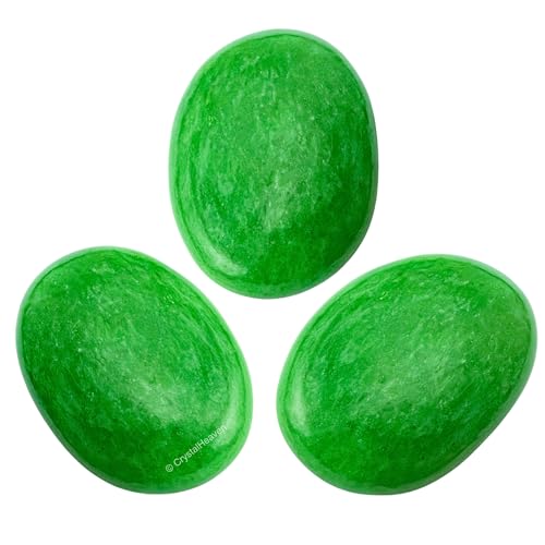 Image of Green Strawberry Quartz Crystal Palm Pebbles Stones for Anxiety Stress Relief Massage - AAA Grade Original Healing Gemstone Agate Palm Stone for Yoga Meditation Spiritual Reiki Feng Shui