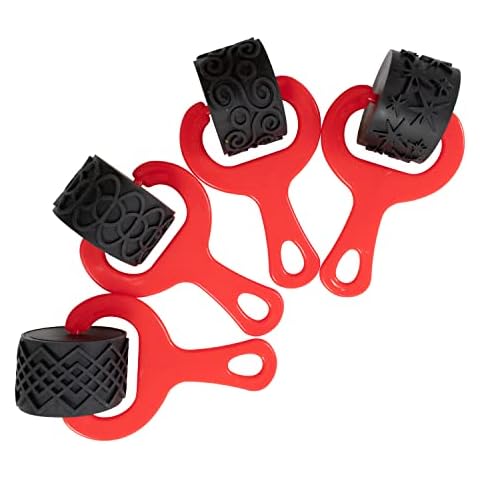 READY 2 LEARN Paint and Clay Explorers - Set 2 - Set of 4 - Sturdy, Chunky Texture Rollers for Kids and DIY - Art Tools for Pottery, Posters and Dough Cover