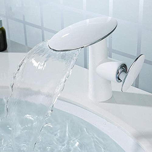 Mitigeur cascade salle de bains blanc finitions haut de gamme