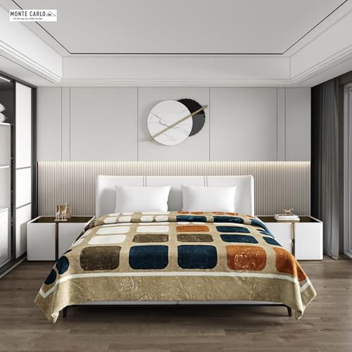 Image of Monte Carlo Heavy Winter Double Bed Blanket Bennett 2 Ply 691 GSM | 3.5 KG (Width 2.20 M X Length 2.40 M) Olive Green