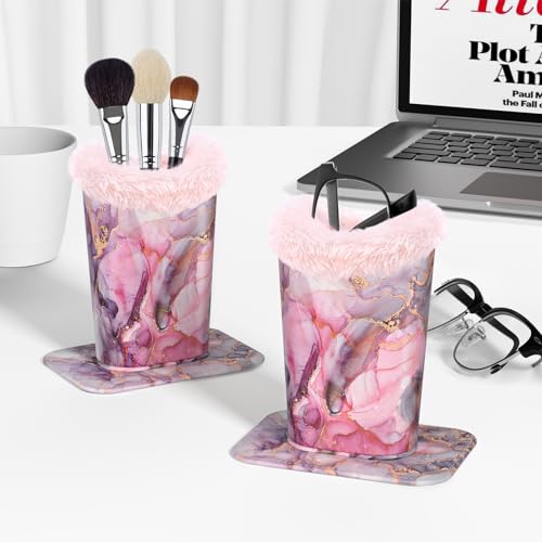 Image of Eyeglasses Holder,Plush Lined PU Leather Pattern Stand Case with Magnetic Base,Unisex for Women Men