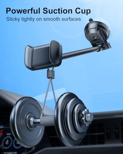 Image of OATSBASF Car Phone Holder Mount with Flexible Gooseneck Long Arm, Phone Mount for Car Holder Dashboard /Suction Cup /Window [Washable Strong Suction Cup] Fit for iPhone Smartphones (C24-Black)