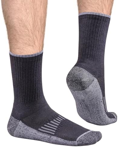 YUEVO SPORTS Mens Black Cushioned Crew Socks For Men Size 10-13, Performance Gym Tennis Training Atheltic Socks Breathable Wicking Anti-Odor Cotton Work Socks, 5 Pairs - 4