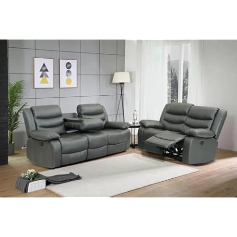 Luxury Grey Recliner Sofa Set for Living Room Cover