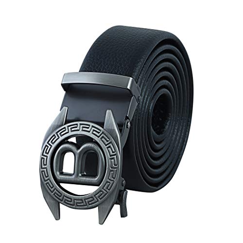 Zacharias Men's Black Faux Leather Belt - Autolock Buckle, Free Size, Classic Style (GR-63)