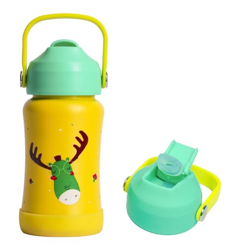 Image of rabitat Steel Play Kids Stainless Steel Water Bottle 450ml | 2 Year Warranty | Leakproof Sipper | Soft Silicone Spout, Flip-Lock Cap & Handle | BPA-Free 18 /8 SS | Anti-Skid Base | Coolest Kid Ever