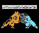 Gotenks Fusion Decal, Goten and Trunks Fusion Sticker, Anime Decal, Anime Stickers (H 5 by L 11 Inches, Orange and Sky Blue)