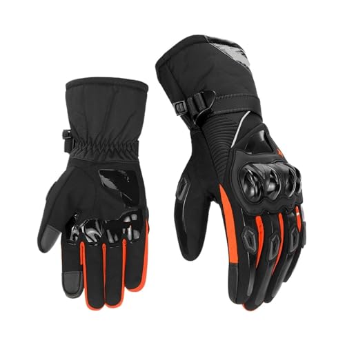 タッチスクリーン付きバイク用グローブ、防水・防風・冬用ライディンググローブ(男性用)(WN-01 Orange,M)