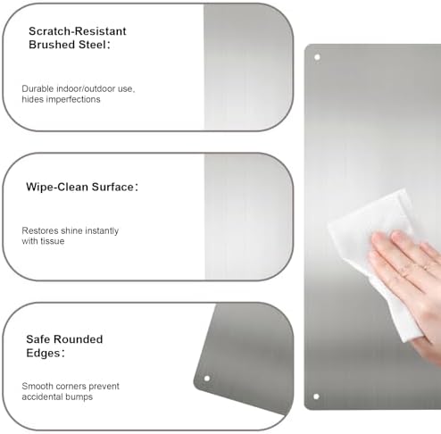Stainless Steel Stove Backsplash Wall Guard - Heat Resistant Splatter Shield for Kitchen Wall, Oil-Proof for Gas/Electric Stoves, Easy Install with Pre-Drilled Holes (Brushed Silver, 12"x16") - 2