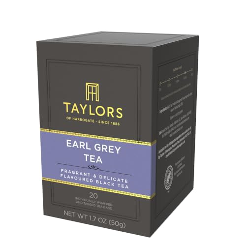 Image of Taylors of Harrogate Earl Grey, Black Tea, Individually Wrapped Bags, 20 Count (Pack of 6), Fragrant, Delicate & Light, Caffeinated, Enjoy Hot or Iced, 120 Teabags