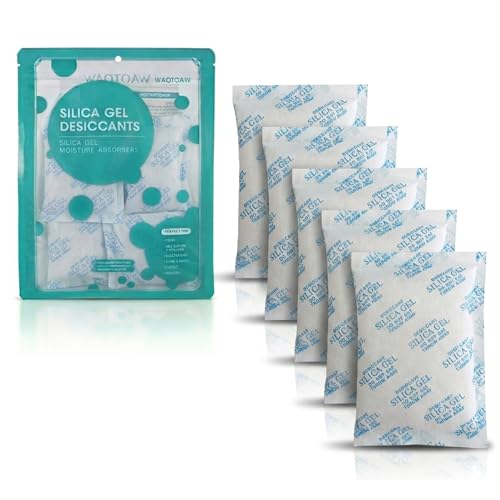 Image of 50g Silica Gel Desiccant Packets (10 Packs), Humidity Moisture Absorbers | Rechargeable Desiccant Bag for Home First Aid Kits; Moisture Control Dehumidifier Packs for Storage; Tear-resistant Packaging