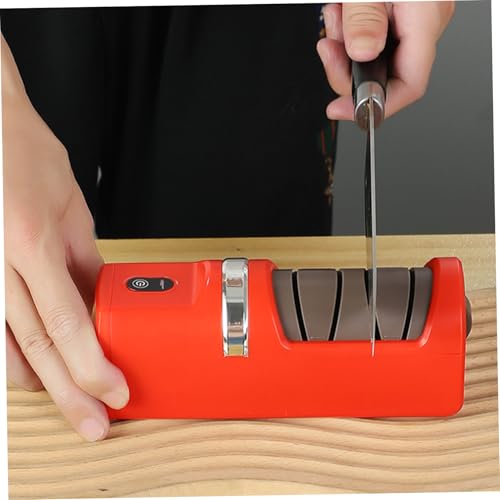 Affûteur de couteaux électrique compact rouge à base antidérapante