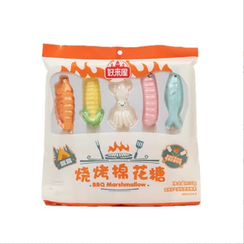 JGFWAT Malvaviscos a la parrilla sobre carbón vegetal 100 g I Patrón de dibujos animados Marshmallow I Regalos creativos para aperitivos I para asar en fogatas, asar a la parrilla o hornear